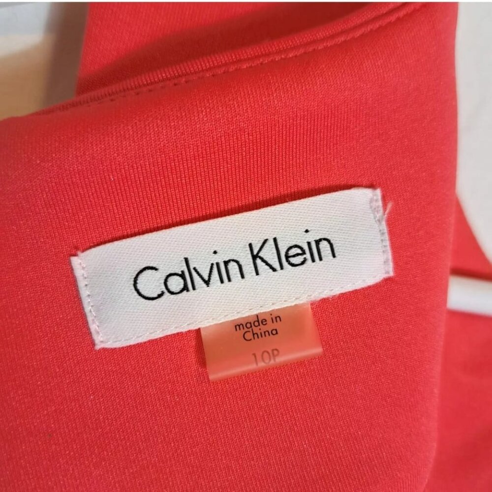 Calvin Klein Sheath Dress Sleeveless SZ 10P PINK Sunburst Pin Tucking Sleeveless - Picture 6 of 11